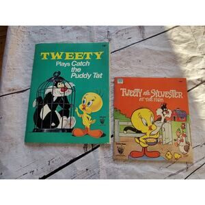 Lot Of 2 Vintage Sylvester And Tweety Childrens Book 70s And 80s